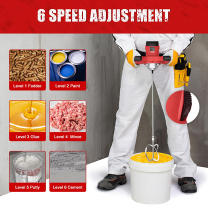 IMAYCC Handheld Cement Mixer, Portable Concrete Mixer,110V 6 Speed Mixing Drill, 2100W Drill Mixer for mud,Motar,Paint, Grout, Plaster,Thinset etc.