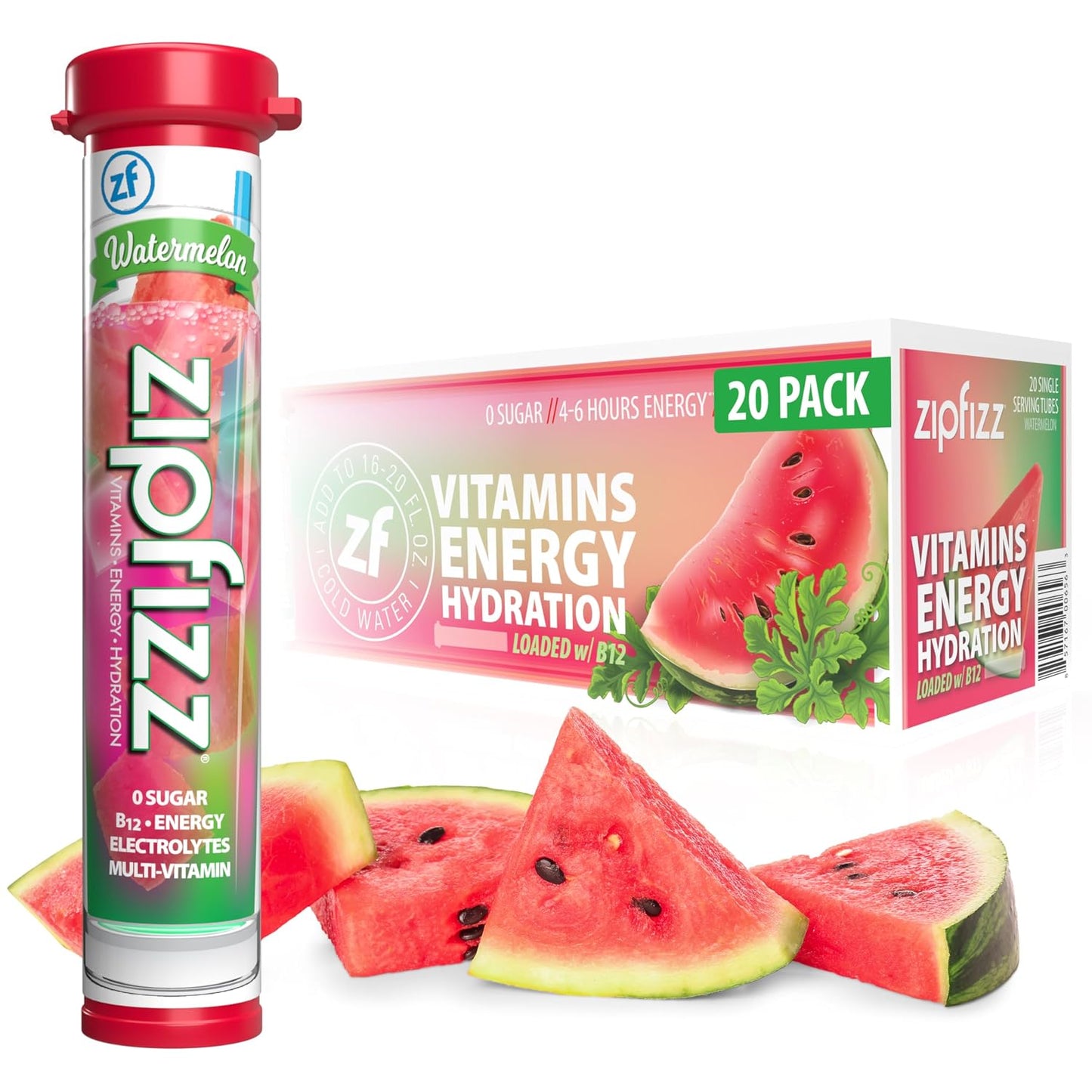 Zipfizz Daily Energy Drink Powder, Blood Orange, 20 Pack | 3-in-1 Sustained Energy, Rapid Hydration, and Essential Vitamins | Sugar-Free | Electrolyte Powder | Contains Vitamin B-12 & Antioxidants