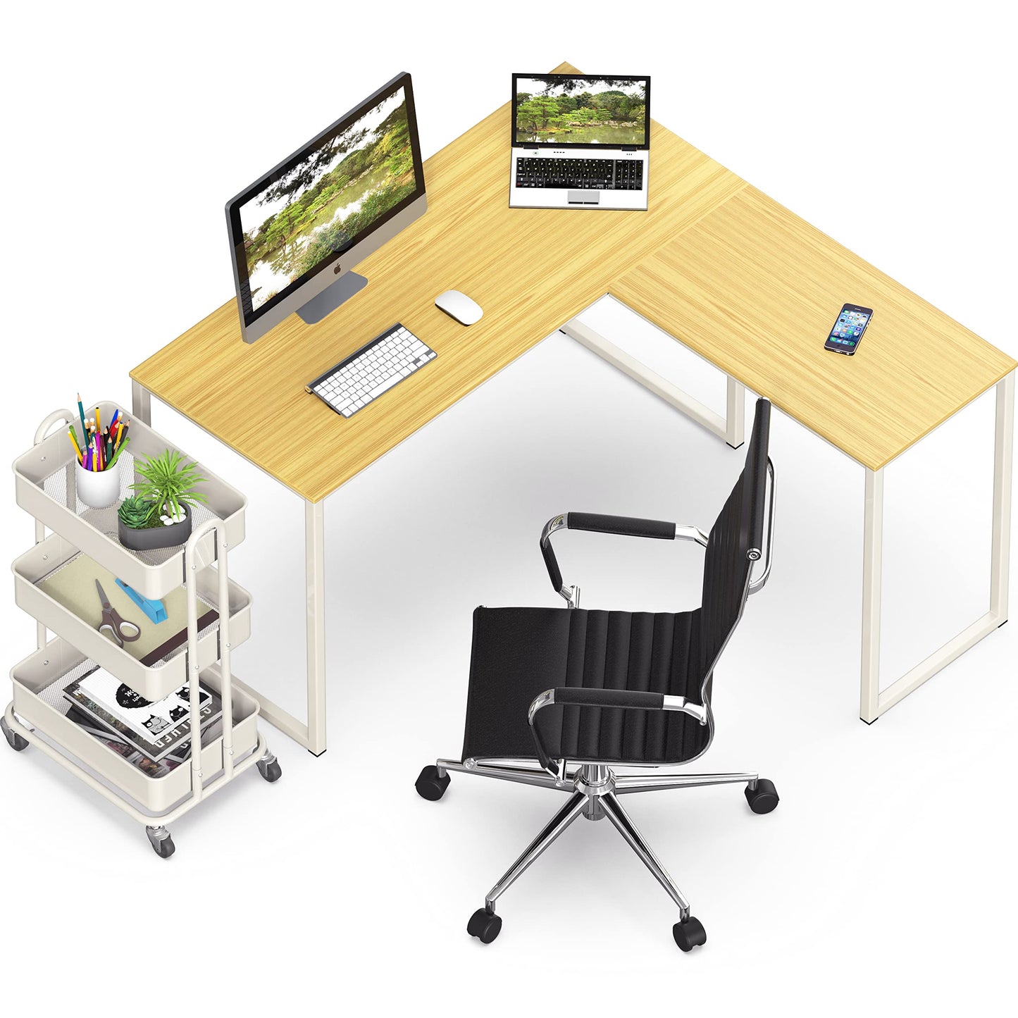 SHW Mission 32-Inch Home Office Computer Desk, Black