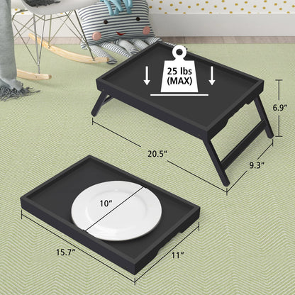 Artmeer Bed Tray Table with Folding Legs,Bamboo Breakfast in Bed for TV Table, Laptop Computer Tray,Eating,Snack Tray(Bamboo)