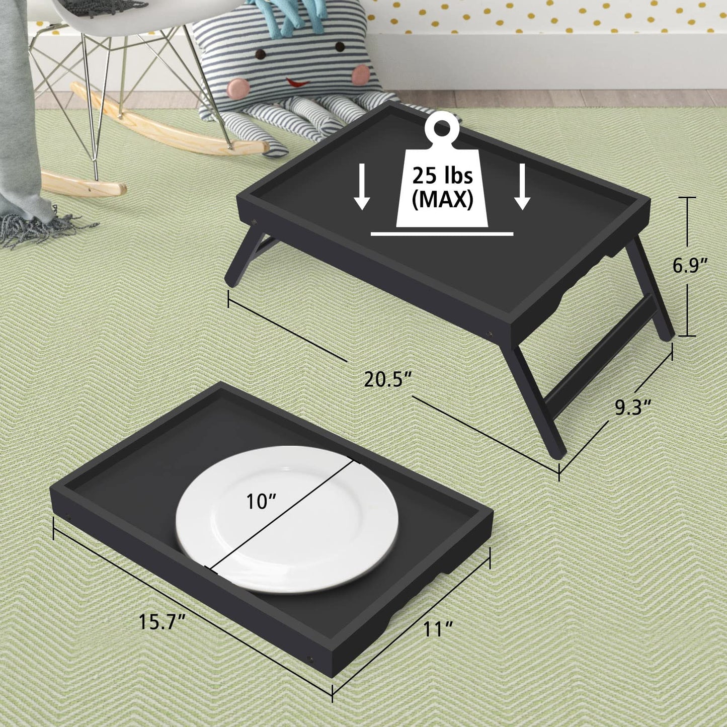 Artmeer Bed Tray Table with Folding Legs,Bamboo Breakfast in Bed for TV Table, Laptop Computer Tray,Eating,Snack Tray(Bamboo)