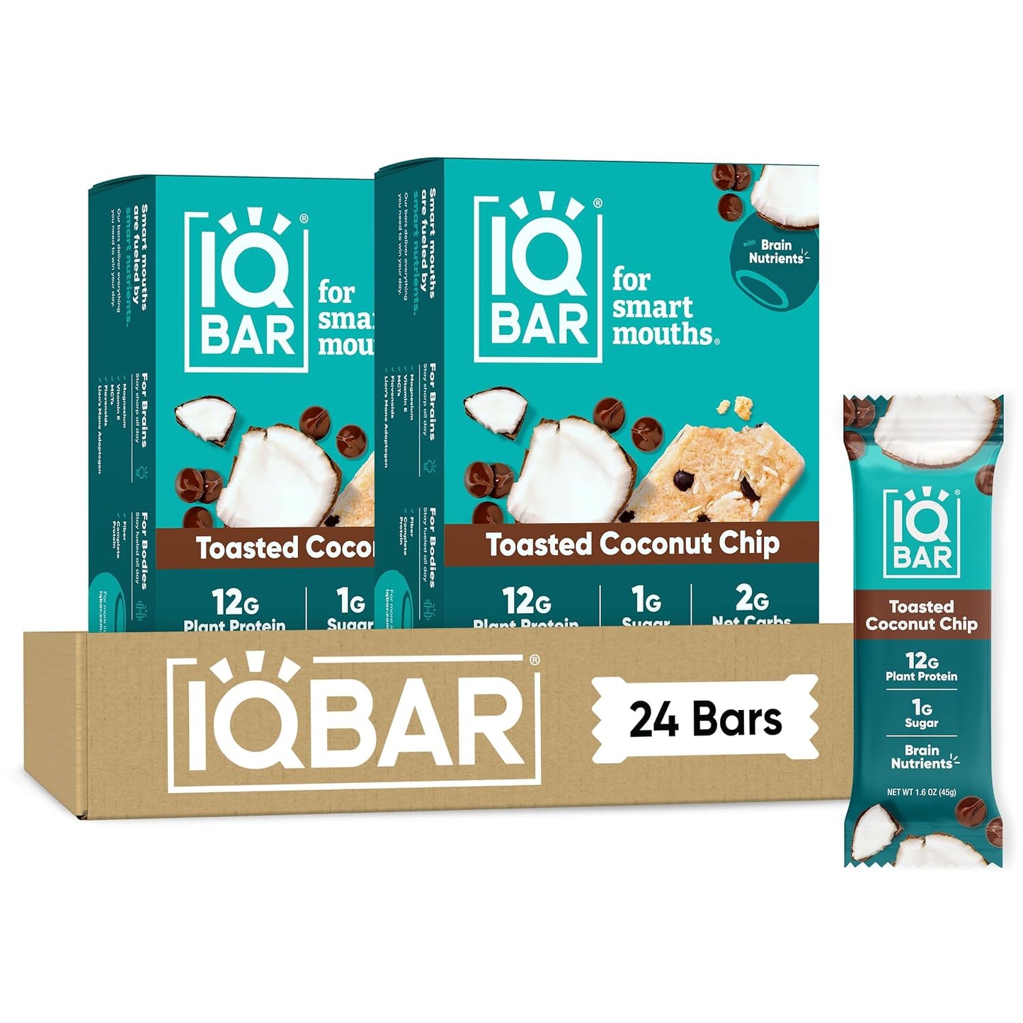 IQBAR Clean Plant Protein Bars, Almond Butter Chip 12-Count | Protein Snack | High Fiber, High Protein, Low Sugar, Clean Label Project Certified | Gluten Free, Dairy Free, Vegan, Keto, Soy Free