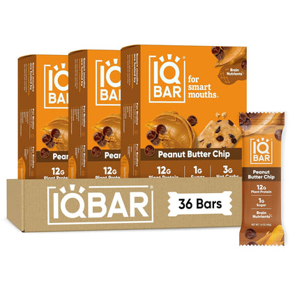 IQBAR Clean Plant Protein Bars, Almond Butter Chip 12-Count | Protein Snack | High Fiber, High Protein, Low Sugar, Clean Label Project Certified | Gluten Free, Dairy Free, Vegan, Keto, Soy Free