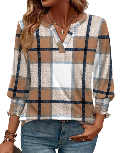 WIHOLL 3/4 Length Sleeve Womens Tops Summer Shirts Spring Vacation Outfits Dressy Casual Trendy Fall S-3XL