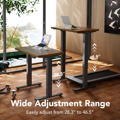 HUANUO 32" Small Electric Standing Desk Adjustable Height, 4 Memory Height Settings, Sit Stand Up Desk for Home Office & Computer Workstation, LightWalnut