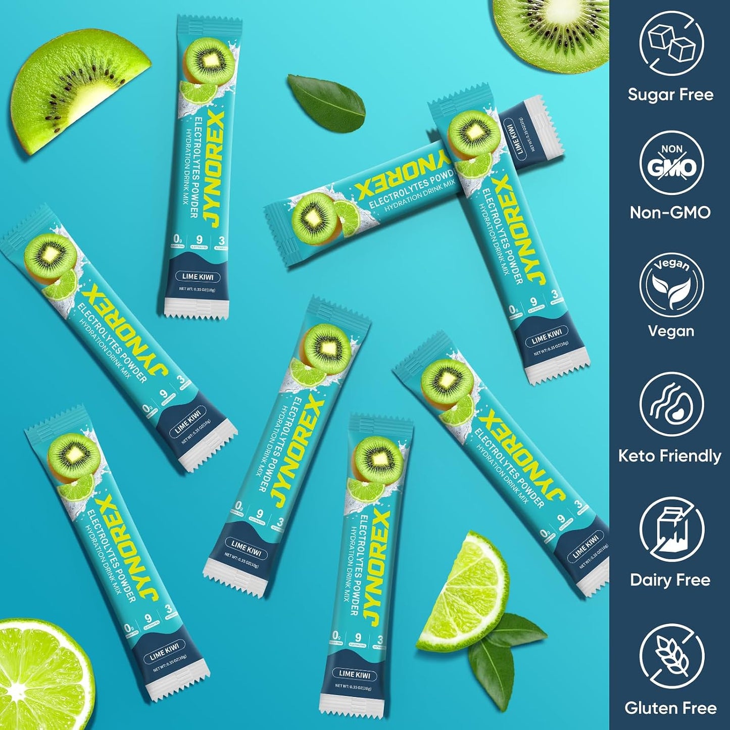 Electrolytes Powder Packets Sugar Free, 30 Sticks High Sodium Hydration Packets, Electrolyte Drink Mix with Lemon Lime Watermelon Peach Berry Kiwi Tropical Punch Lychee Cranberry, 10.5OZ