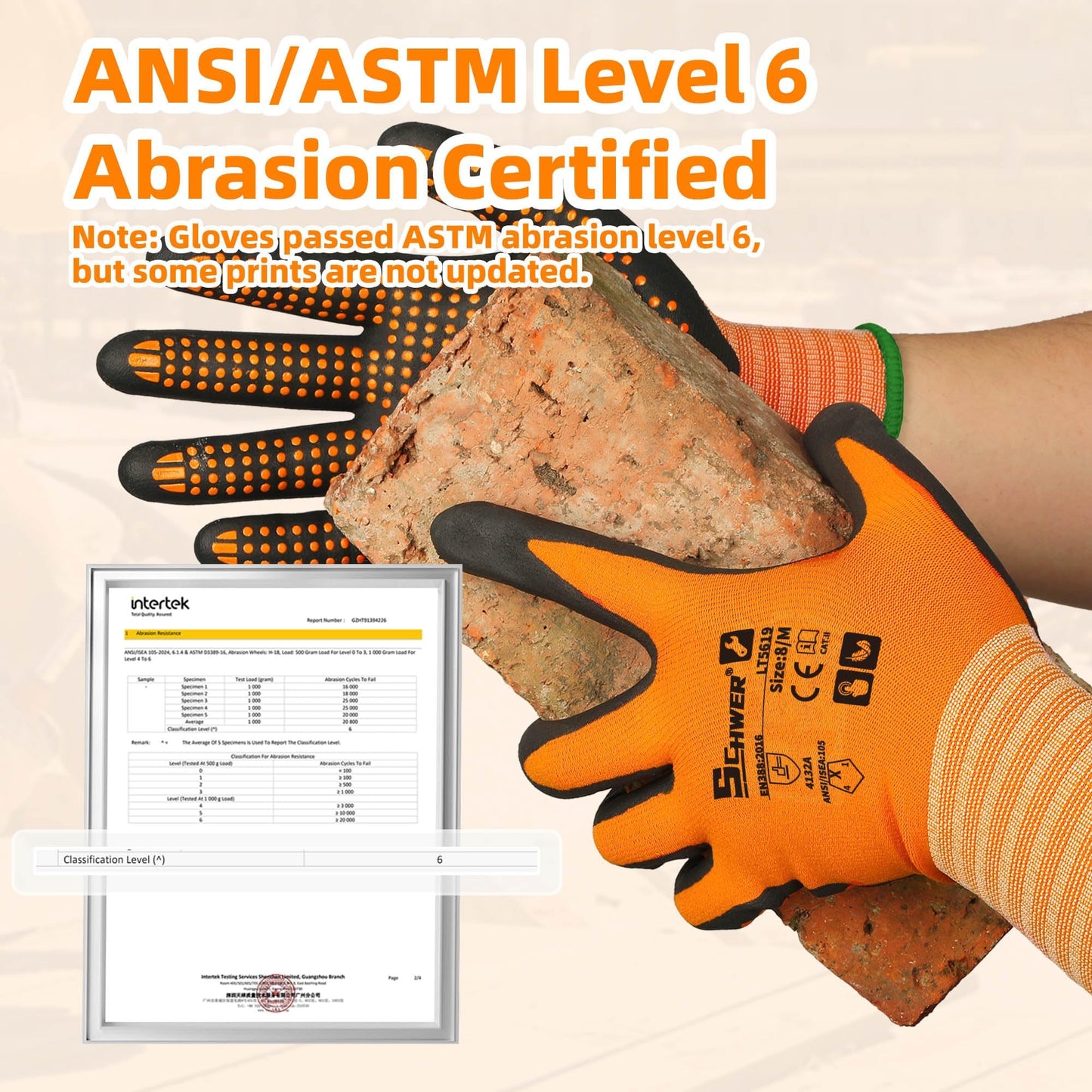 Schwer 3/6/12 Pairs Safety Work Gloves with Certified Level 6 Abrasion Resistance, Gardening Gloves with MicroDot Grip, Touchscreen, General A1 Cut Resistant Glove MicroFoam Nitrile Coated, LT5619, L