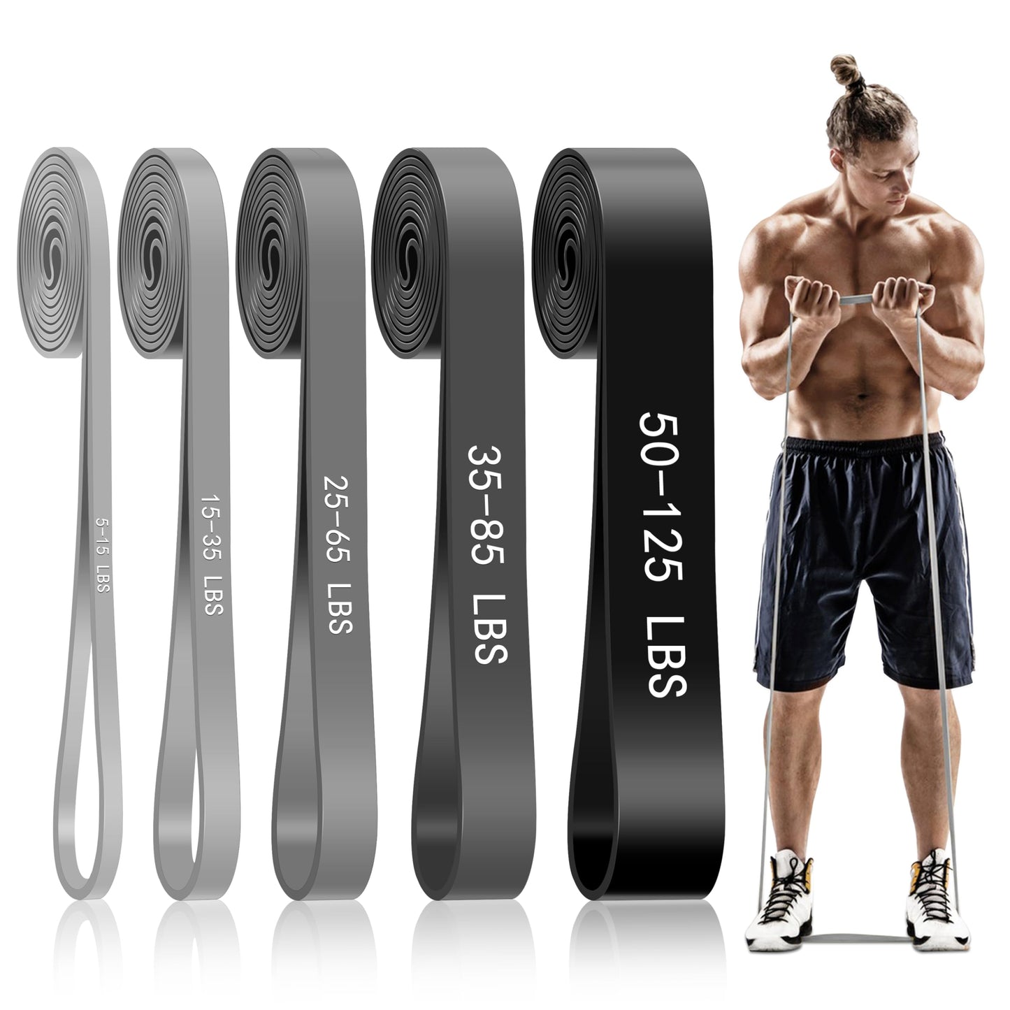 Pull Up Assistance Bands, 5-Level Resistance Bands for Working Out, Pull Up Bands for Men & Women, Exercise Bands for Full-Body Training, Fitness, Physical Therapy, Stretch Workout Bands at Home, Gym