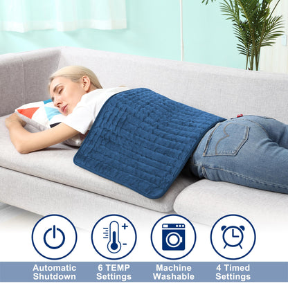 Electric Heating pad with 6 Heat Settings, Auto Shut Off, Dry Electric Heating for Back Neck Knee Arms Legs Shoulder Heat Pads for Christmas Birthday Father Mother's Day (24"X12", Gray Green)