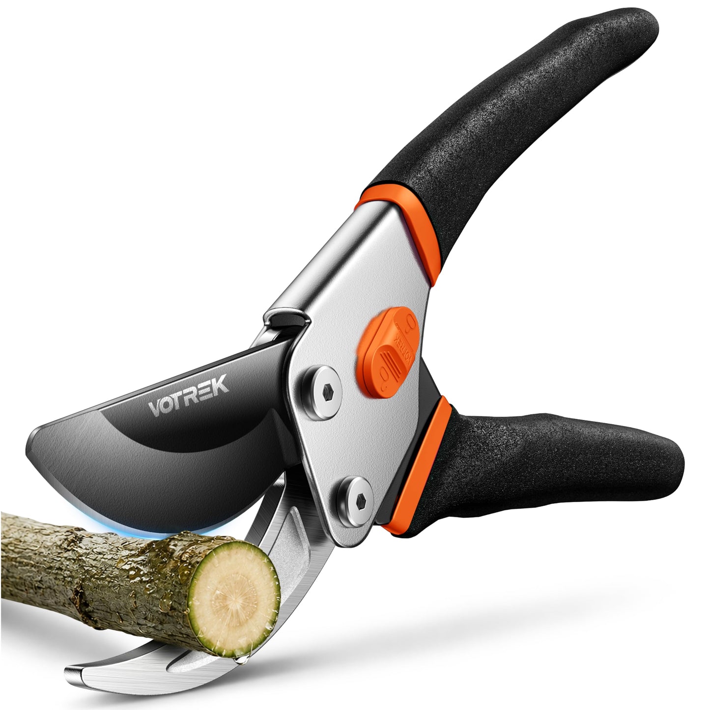 VOTREK® Pruning Shears, 8.5” Professional Garden Pruner with Jam-Proof Spring & Ever-Sharp SK5 Blade, Ergonomic Bypass Clippers for Rose, Tree Trimming, Heavy Duty Bonsai Scissor for Weak Hand