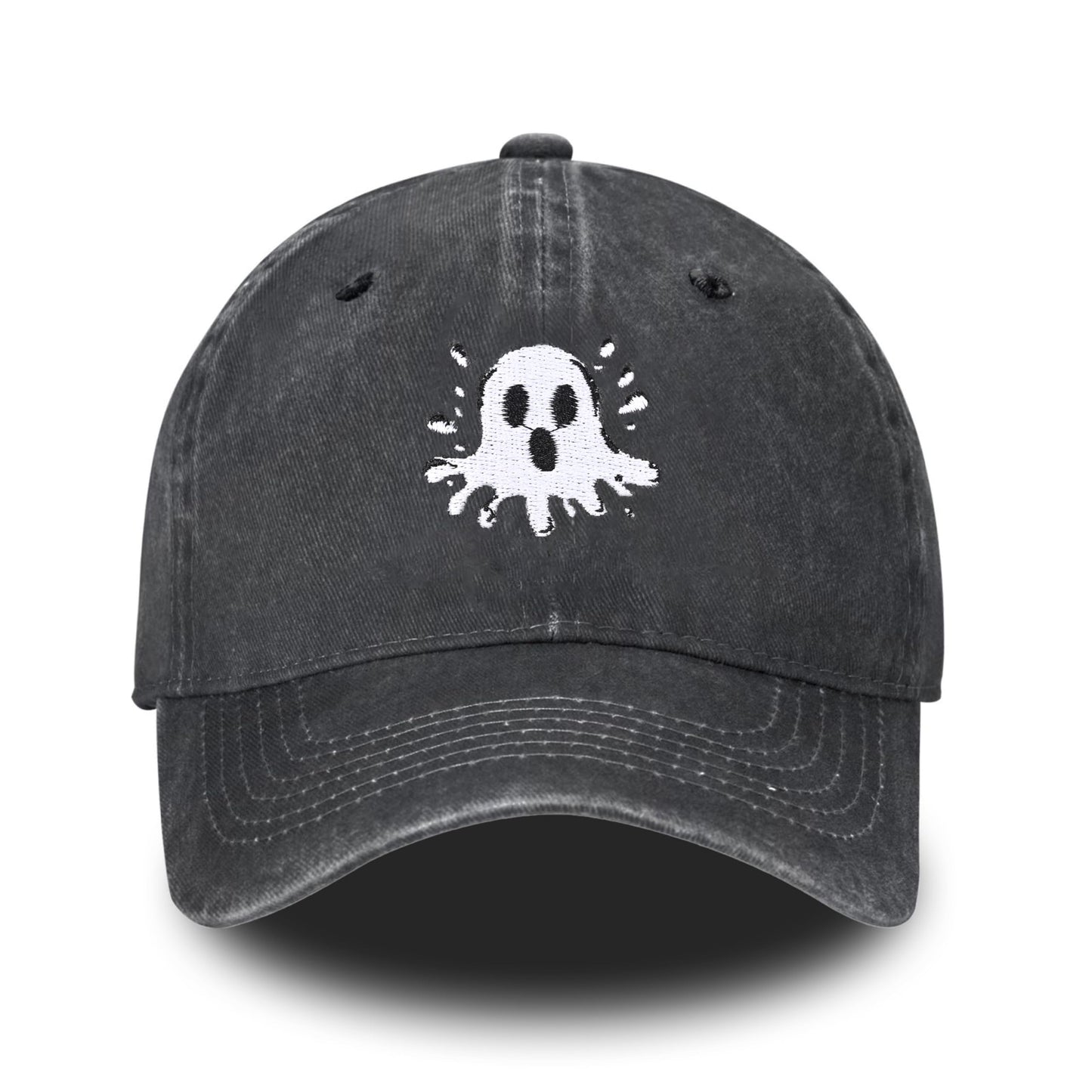 Embroidered Baseball Cap Adjustable Vintage Washed Distressed Denim Baseball Hat for Women Men