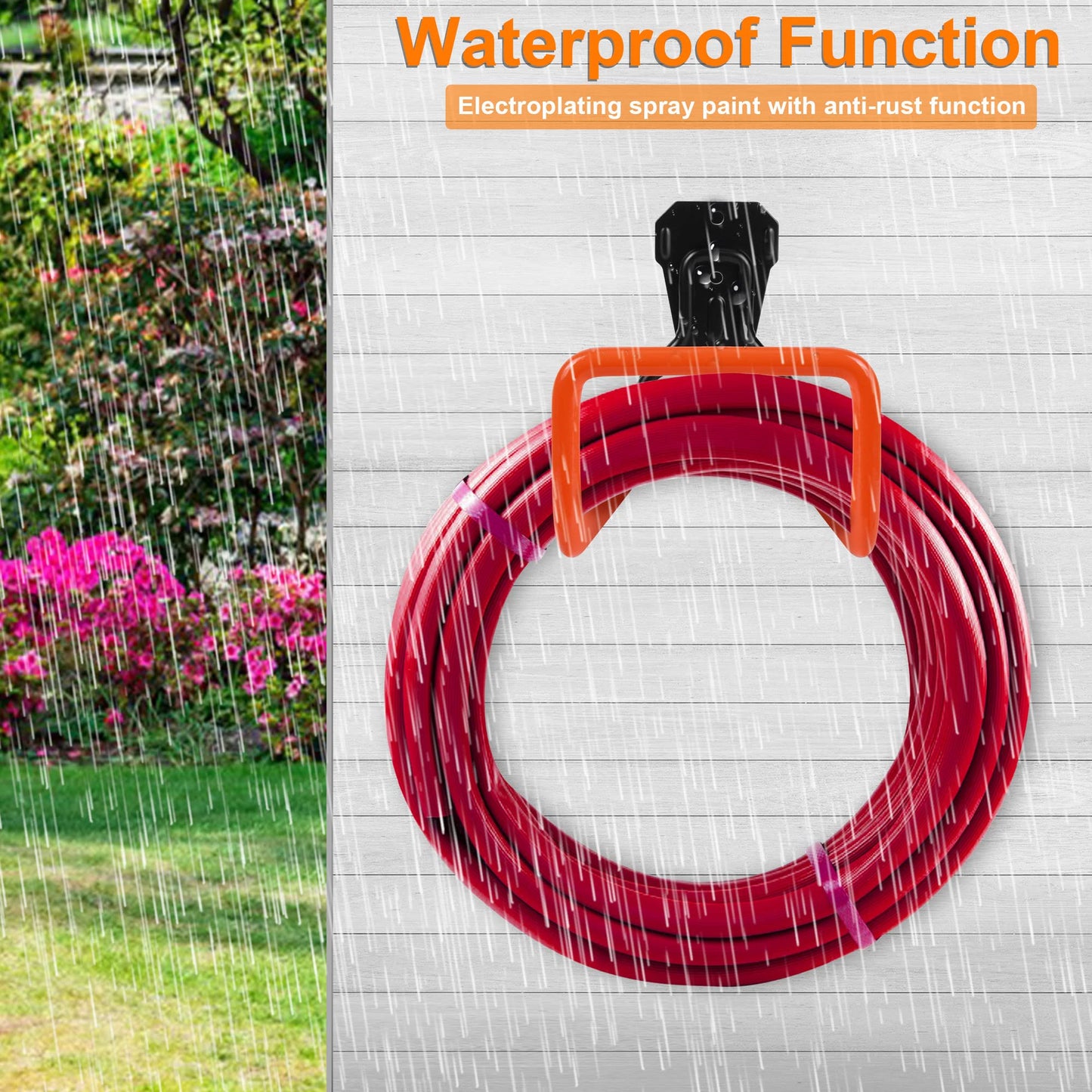 PeoMev Metal Garden Hose Holder - Heavy Duty Hose Hanger Wall Mounted Water Hose Holder for Outside Yard, Sturdy Hose Reel Hose Hooks for Water Hose, Extension Cords