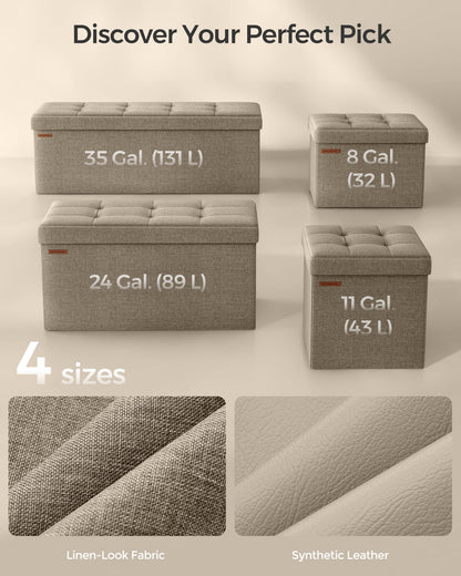 SONGMICS MAZIE Collection - 30 Inches Folding Storage Ottoman Bench, Ottoman Foot Rest, End of Bed Bench, Storage Chest, Load 660 lb, for Living Room, Bedroom, Entryway, Dark Gray ULSF47K