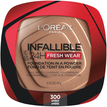 L'Oreal Paris Makeup Infallible Fresh Wear Foundation in a Powder, Up to 24H Wear, Waterproof, Vanilla, 0.31 oz. (Packaging May Vary)