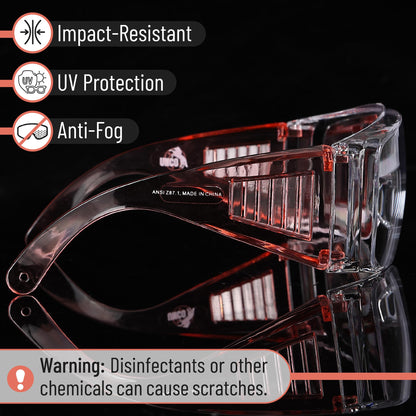 UNCO- Safety Goggles Over Glasses, Protective Goggles, Anti Fog, Work, Safety Glasses Over