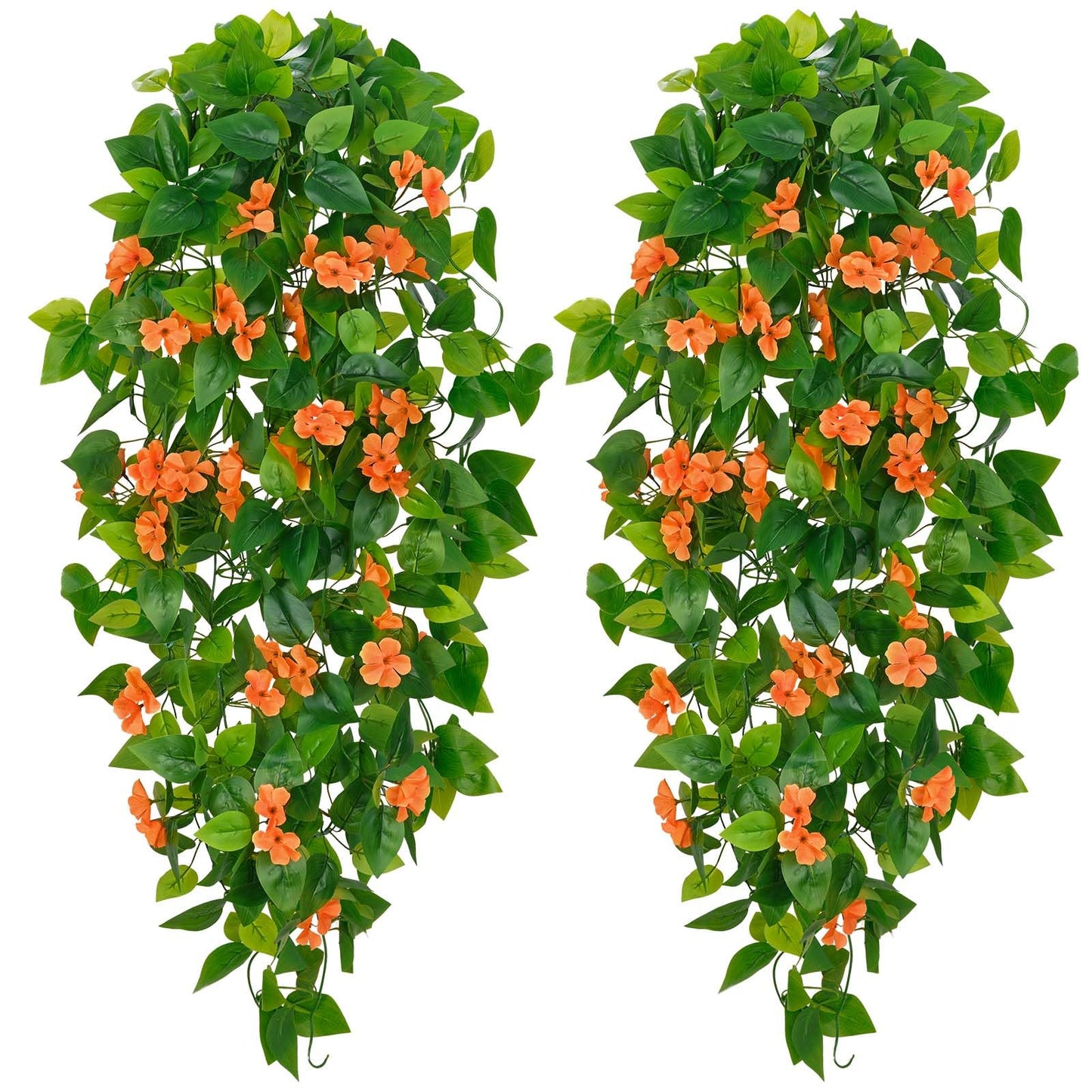 BLEUM CADE Fake Hanging Plants, 2pcs Artificial Pothos Vines Faux Plants Greenery for Wall Home Living Room Office Indoor Outdoor Decor (No Baskets)