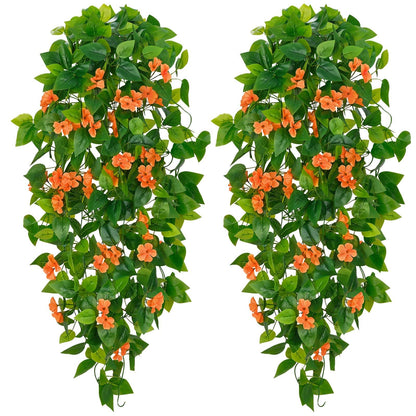 BLEUM CADE Fake Hanging Plants, 2pcs Artificial Pothos Vines Faux Plants Greenery for Wall Home Living Room Office Indoor Outdoor Decor (No Baskets)