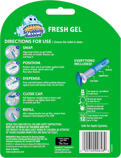 Scrubbing Bubbles Fresh Gel Toilet Bowl Cleaning Stamps, Helps Keep Toilet Clean and Helps Prevent Limescale & Rings, Lavender Scent, 1 Dispenser with 6 Fresh Gel Stamps (Pack of 2)