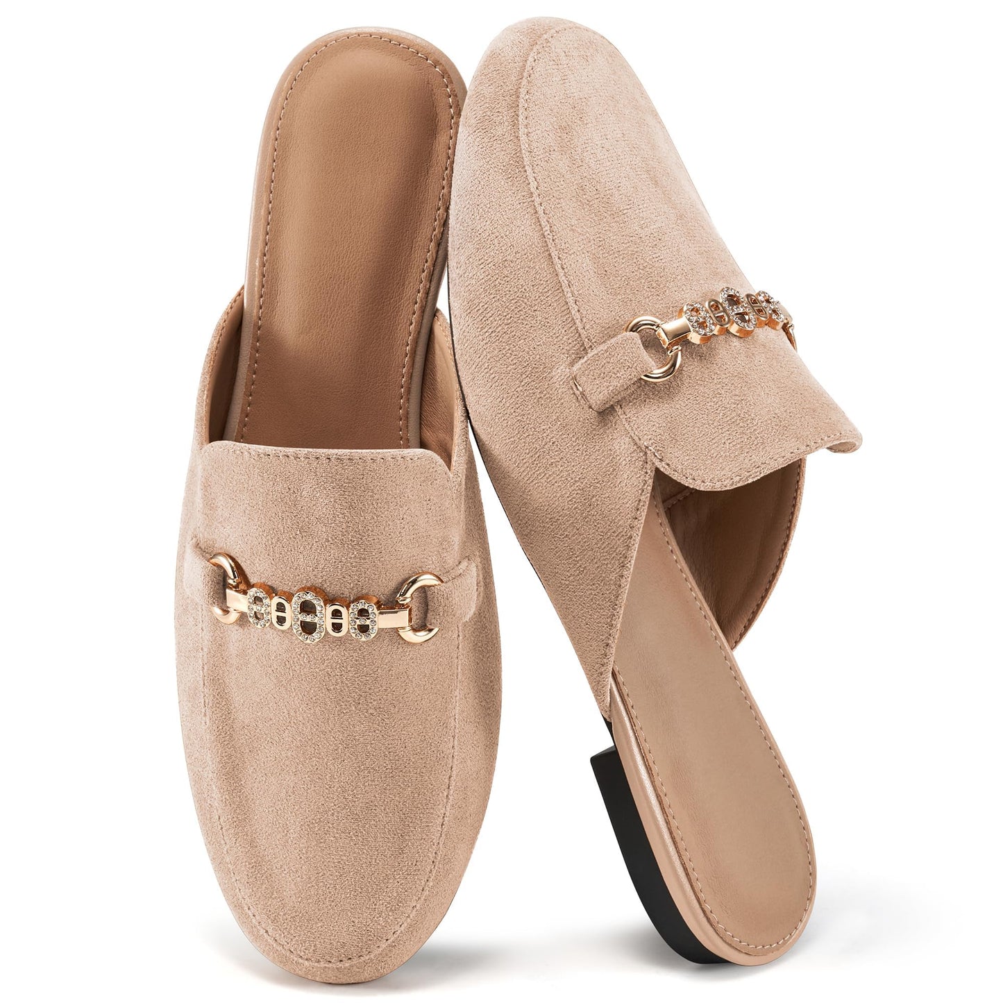 Womens Mules Buckle Flats: Classic Suede Slip On Shoes Dressy Closed Toe Backless Slides Loafers 2026 for Business Work Office Casual