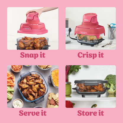 Ninja Crispi 4 in 1 Glass Air Fryer, 450°F, Non Toxic, 4QT and 6 Cup Containers with Lids, Dishwasher Safe, Cyberspace Gray, 1 Count, FN101GY