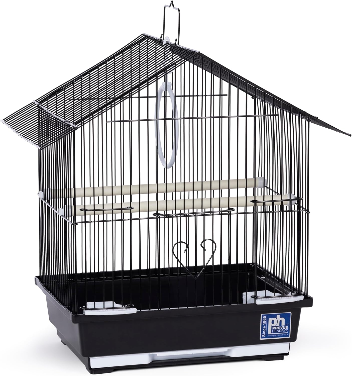 Prevue Pet Parakeet Manor Bird Cage with Handle - Versatile Carrier for Home or Travel, Small Bird Accessories, Easy Storage, Ideal for Canaries, Budgies, Finches, Parakeets, and More - Black