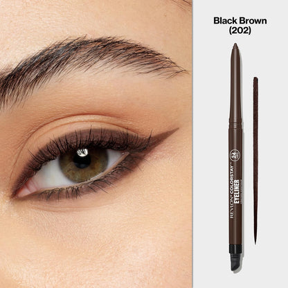 Revlon ColorStay Pencil Waterproof Eyeliner, Smudge-Proof, Eye Makeup with Built-In Sharpener, Long-Lasting, Matte Finish, 201 Black, 2 pack