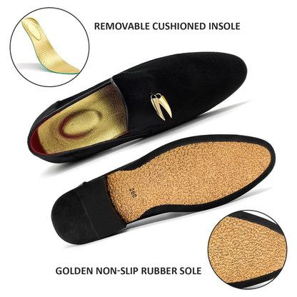MHB Men's Multiple Colors Velvet Loafer Slip-on Tuxedo Dress Shoes Glitter Suede Smoking Slipper
