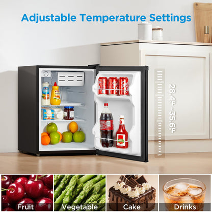Midea WHS-65LB1 Mini Fridge, 1.6 Cu.ft Energy Star Certified Mini Refrigerator, Adjustable Thermostat, Reversible Door, Low Noise for Dorm, Office, Bedroom, Black