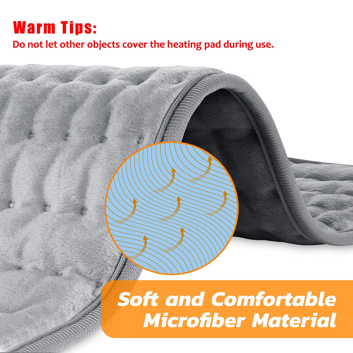 Electric Heating pad with 6 Heat Settings, Auto Shut Off, Dry Electric Heating for Back Neck Knee Arms Legs Shoulder Heat Pads for Christmas Birthday Father Mother's Day (24"X12", Gray Green)