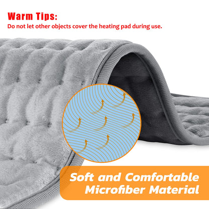 Electric Heating pad with 6 Heat Settings, Auto Shut Off, Dry Electric Heating for Back Neck Knee Arms Legs Shoulder Heat Pads for Christmas Birthday Father Mother's Day (24"X12", Gray Green)