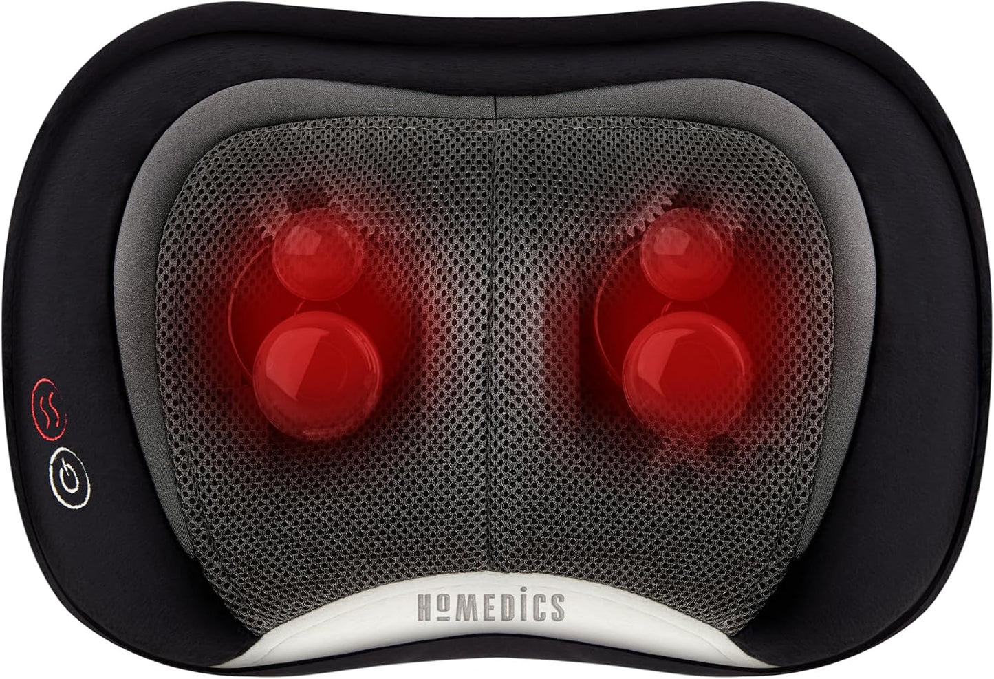Homedics Shiatsu Back Massager with Heat, 3D Deep Tissue Massage Pillow for Neck & Shoulders, Electric Kneading Lumbar Massager Cushion for Upper & Lower Back Pain Relief, Portable Home Office Travel