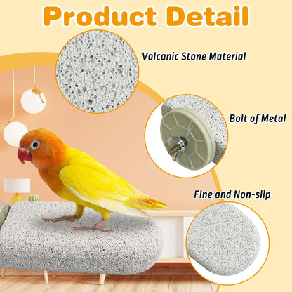PINVNBY 4 PCS Bird Perch Stands Parrot Calcium Perch Beak Grinding Stone Foot Claws Trimmer Parakeet Platform Parrot Chewing Toys for Small Medium Cockatiel Conure Lovebird Finch