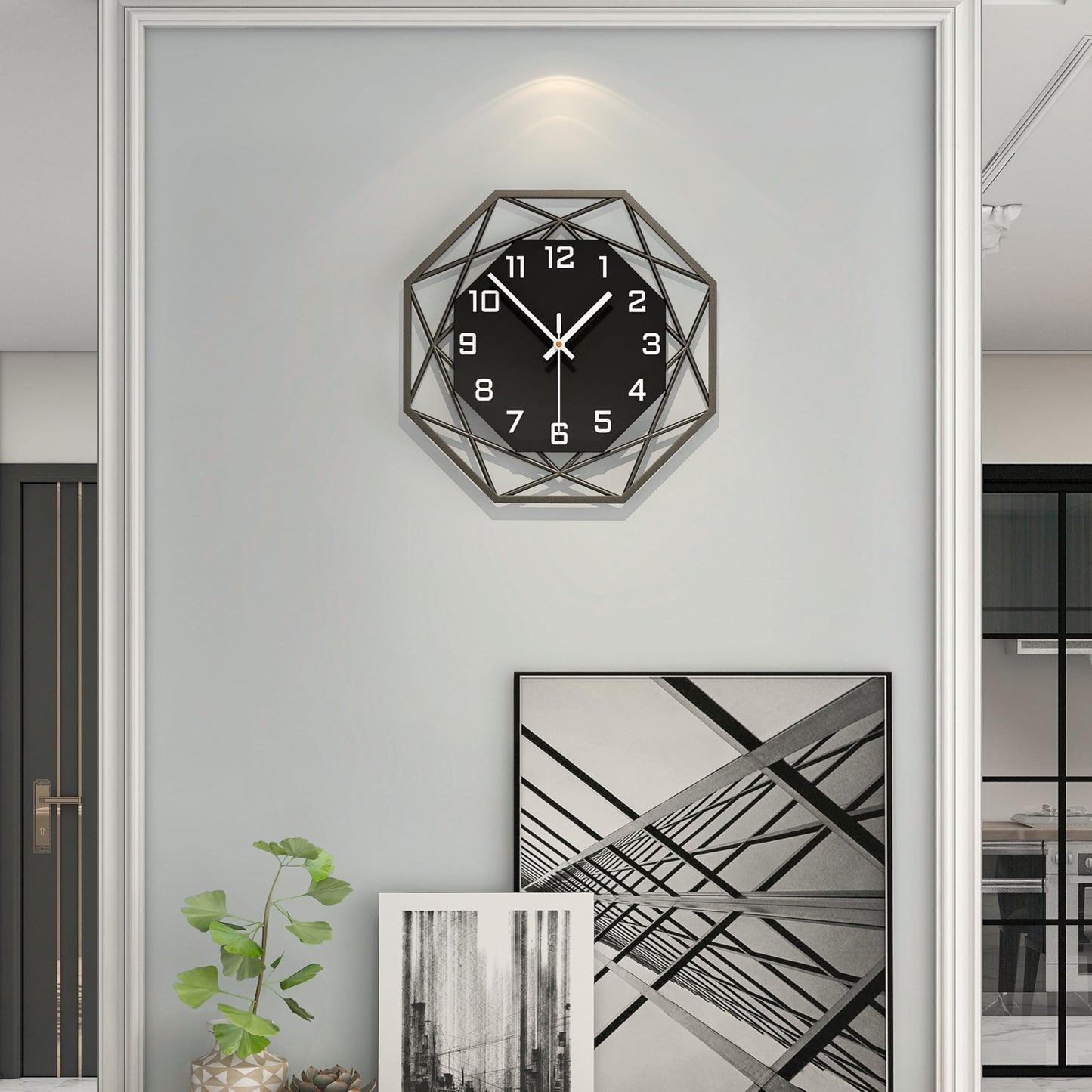 Modern Wall Clocks for Living Room Decor 12in Black Wall Clock Silent Non-Ticking Quartz Battery Operated for Office Kitchen Bedroom Bathroom Minimalist Small Clock Decoration Easy to Read