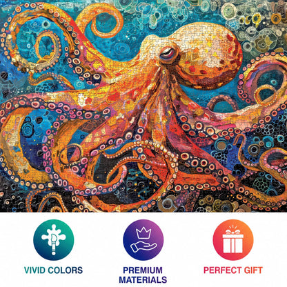 Cross & Glory | Jigsaw Puzzles 1000 Pieces for Adults | Deep Blue Octopus Odyssey | Ocean Octopus Puzzles for Adults | Challenging Brain Teaser Ocean Puzzle | 20 x 27 Inches