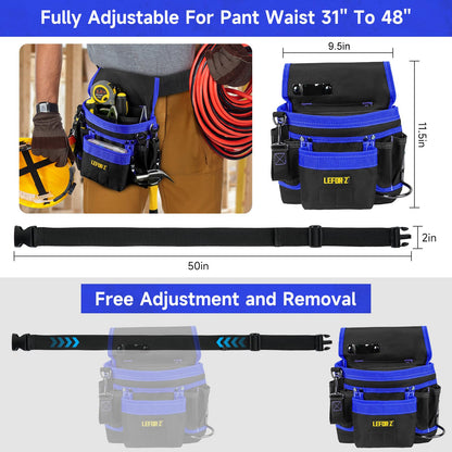 Tool Belt,Magnetic Tool Pouch,14-Pockets Tool Belts for Men,Detachable & Adjustable Tool Pouch belt for Electrician,Carpenter,Construction,Work Apron,Utility Belt,Black-Yellow