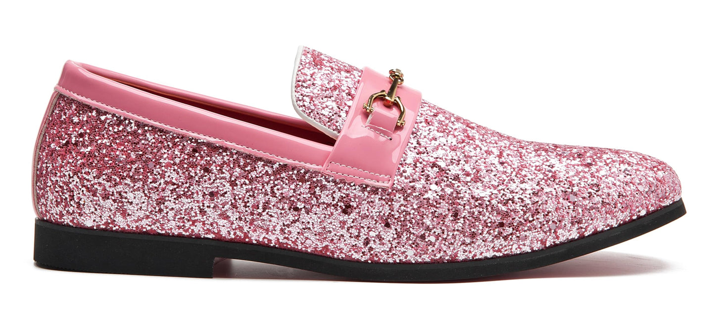 Men Loafer Metallic Textured Slip-on Glitter Sequins Fashion Wedding Dress Shoes Golden