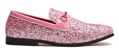 Men Loafer Metallic Textured Slip-on Glitter Sequins Fashion Wedding Dress Shoes Golden