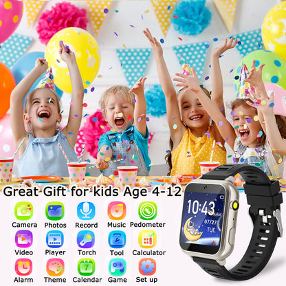 Cosjoype Kids Game Smart Watch for Kids with 39 Puzzle Games HD Touch Screen Camera Music Player Pedometer Alarm Clock Calculator Flashlight 12/24hr Kid Watch Gift for 4-12 Year Old Boys Toys for Kid