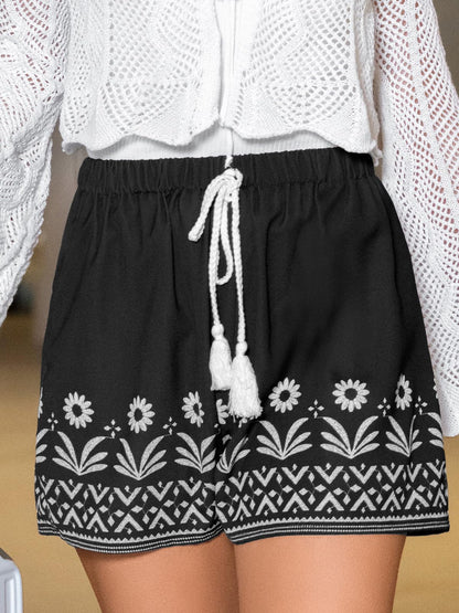 CUPSHE Women’s Striped Shorts High Waist Smocked Drawstring Pocket Short