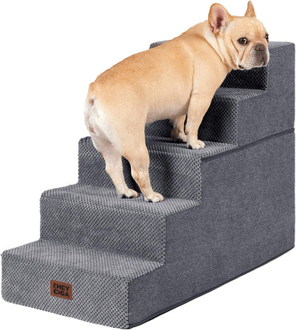EHEYCIGA Dog Stairs for Small Dogs 13.5" H, 3-Step Dog Steps for Couch Sofa and Chair, Pet Steps for Medium Cats, Non-Slip Balanced Pet Ramp Indoor, Grey