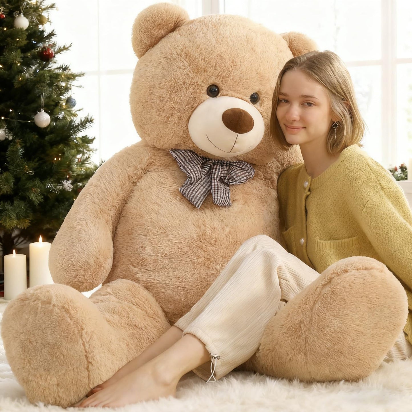 Toys Studio 47 Inch Big Teddy Bear Giant Stuffed Animal for Girls, 4 Feet Large Teddy Bear Baby Shower Party Decorations Kids Women Girlfriend Christmas Valentines Gifts, Light Brown
