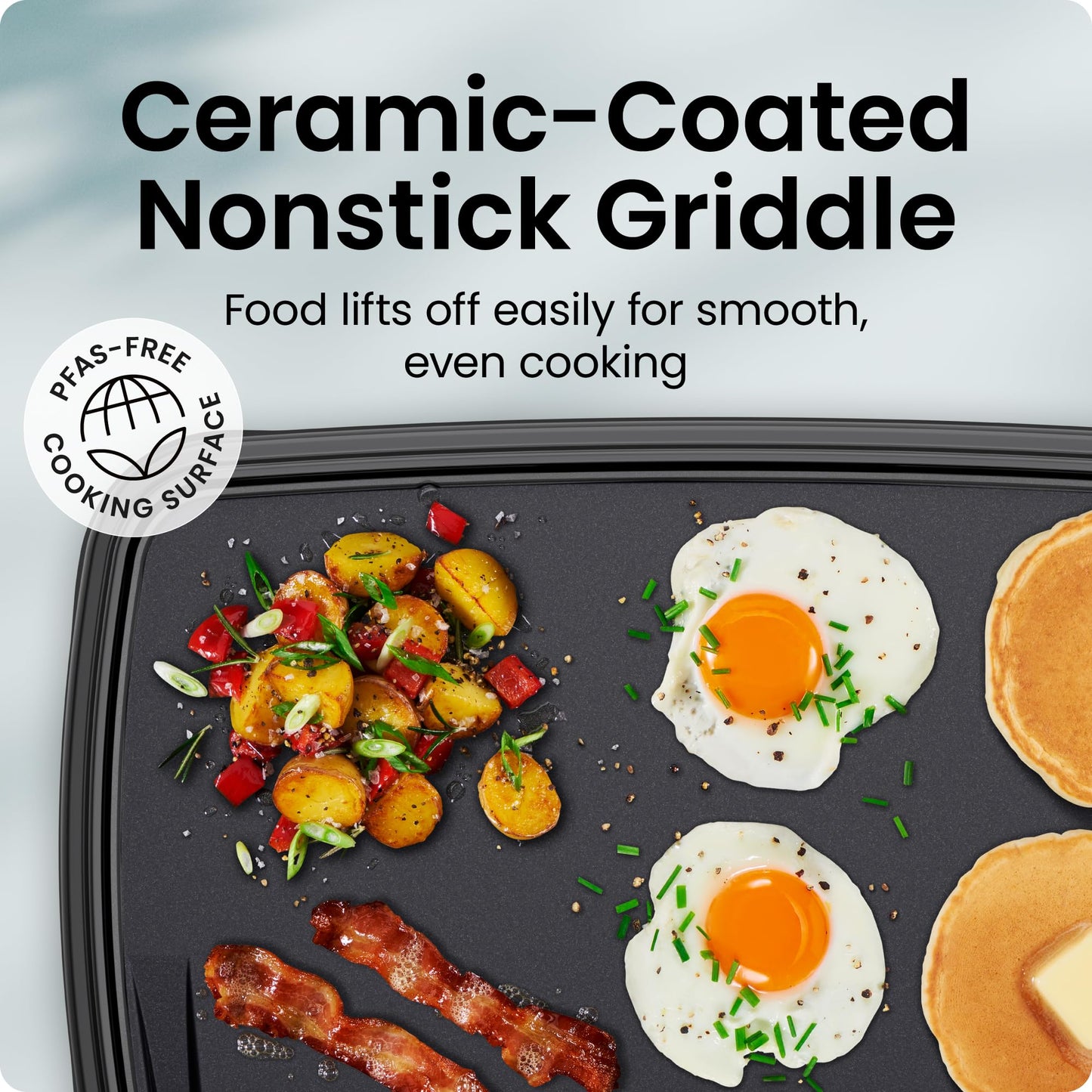 Chefman XL Electric Griddle with Removable Temperature Control, Immersible Flat Top Grill, Burger, Eggs, Pancake Griddle, Nonstick Extra Large Cooking Surface, Slide Out Drip Tray, 10 x 20 Inch