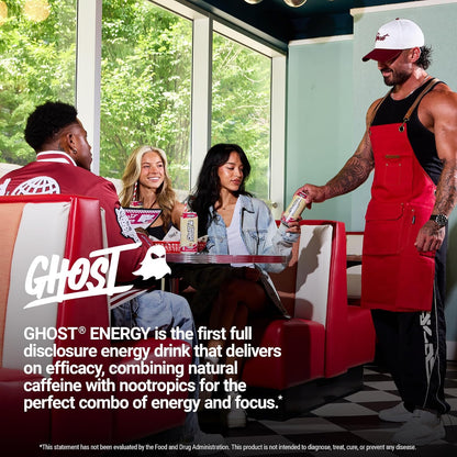 GHOST Energy Drink, Zero Sugars, 12-Pack, Cherry Limeade, 16oz | Energy & Focus Pre Workout Drink, No Artificial Colors, Gluten-Free, Vegan - 200MG Natural Caffeine, L-Carnitine, Taurine