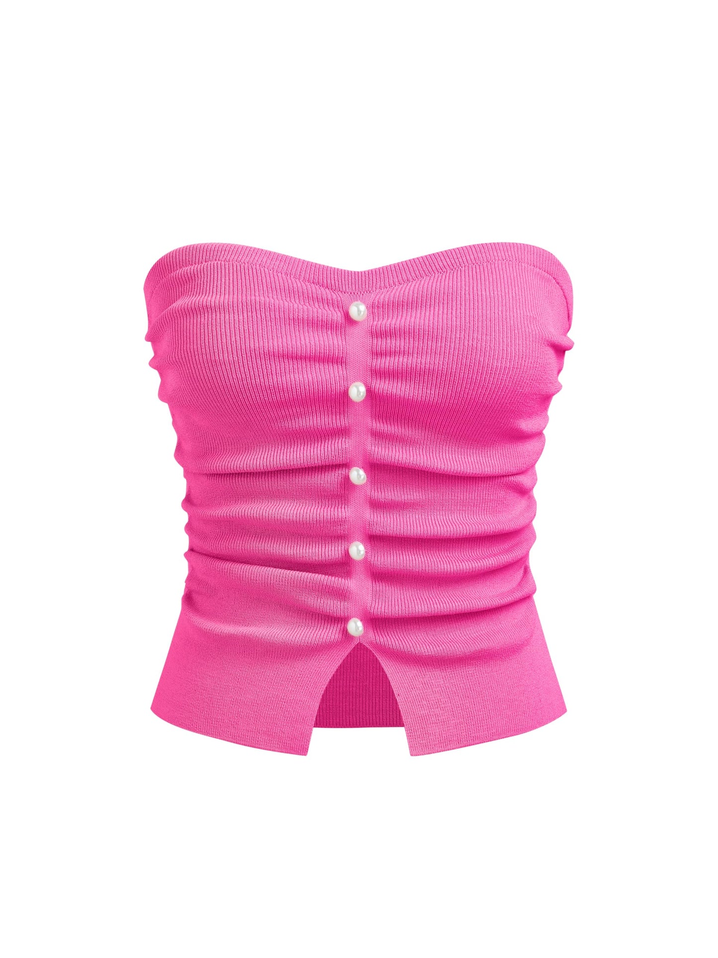 CIDER Faux Pearl Tube Tops for Women Crop Knit Split Hem Ruched Going Out Tops Cute Summer Outfits Y2K
