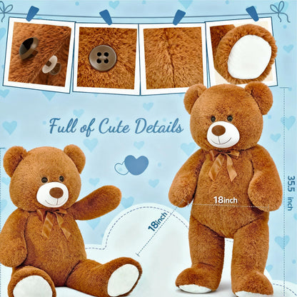 Toys Studio 47 Inch Big Teddy Bear Giant Stuffed Animal for Girls, 4 Feet Large Teddy Bear Baby Shower Party Decorations Kids Women Girlfriend Christmas Valentines Gifts, Light Brown