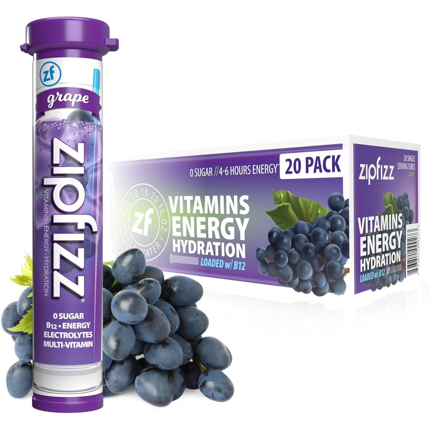 Zipfizz Daily Energy Drink Powder, Blood Orange, 20 Pack | 3-in-1 Sustained Energy, Rapid Hydration, and Essential Vitamins | Sugar-Free | Electrolyte Powder | Contains Vitamin B-12 & Antioxidants