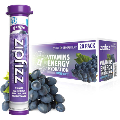 Zipfizz Daily Energy Drink Powder, Blood Orange, 20 Pack | 3-in-1 Sustained Energy, Rapid Hydration, and Essential Vitamins | Sugar-Free | Electrolyte Powder | Contains Vitamin B-12 & Antioxidants