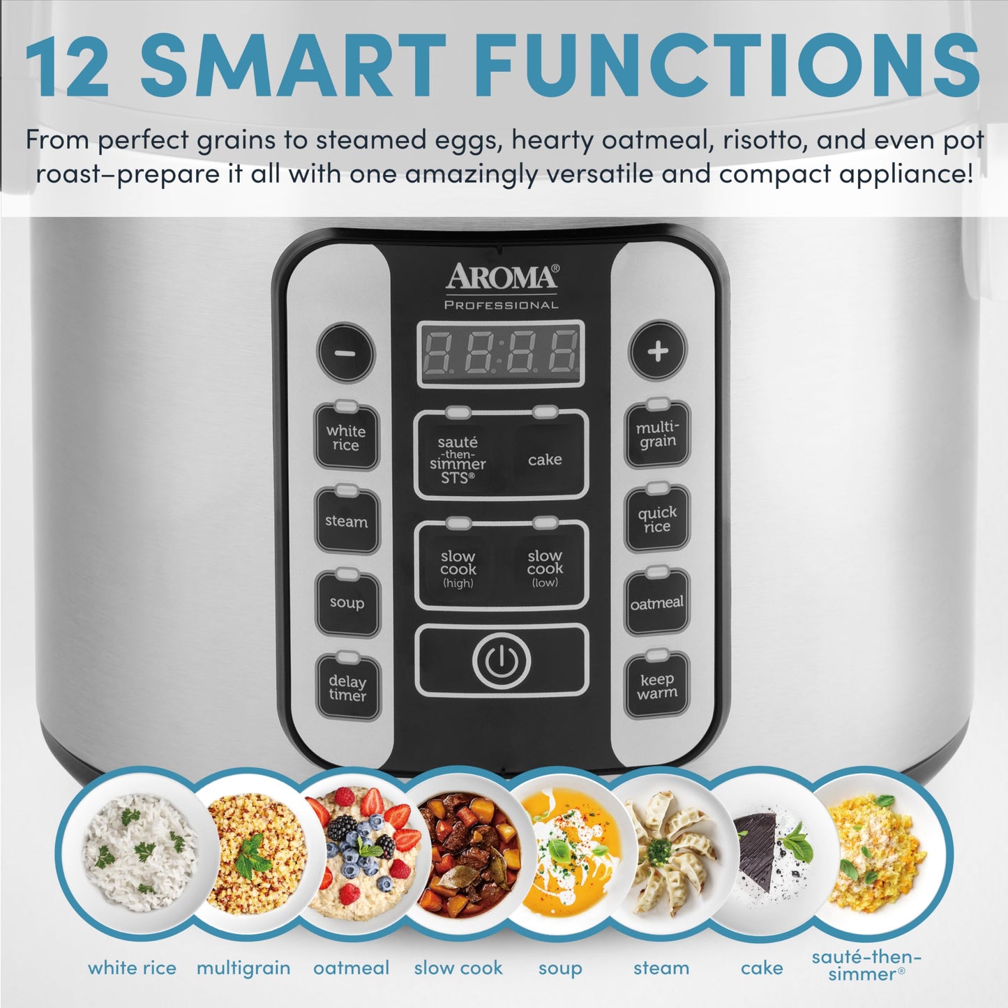 AROMA Digital Rice Cooker, 4-Cup (Uncooked) / 8-Cup (Cooked), Steamer, Grain Cooker, Multicooker, 2 Qt, Stainless Steel Exterior, ARC-914SBD