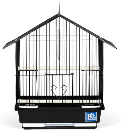 Prevue Pet Parakeet Manor Bird Cage with Handle - Versatile Carrier for Home or Travel, Small Bird Accessories, Easy Storage, Ideal for Canaries, Budgies, Finches, Parakeets, and More - Black