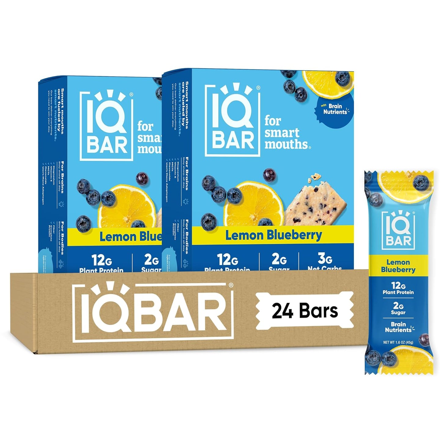 IQBAR Clean Plant Protein Bars, Almond Butter Chip 12-Count | Protein Snack | High Fiber, High Protein, Low Sugar, Clean Label Project Certified | Gluten Free, Dairy Free, Vegan, Keto, Soy Free